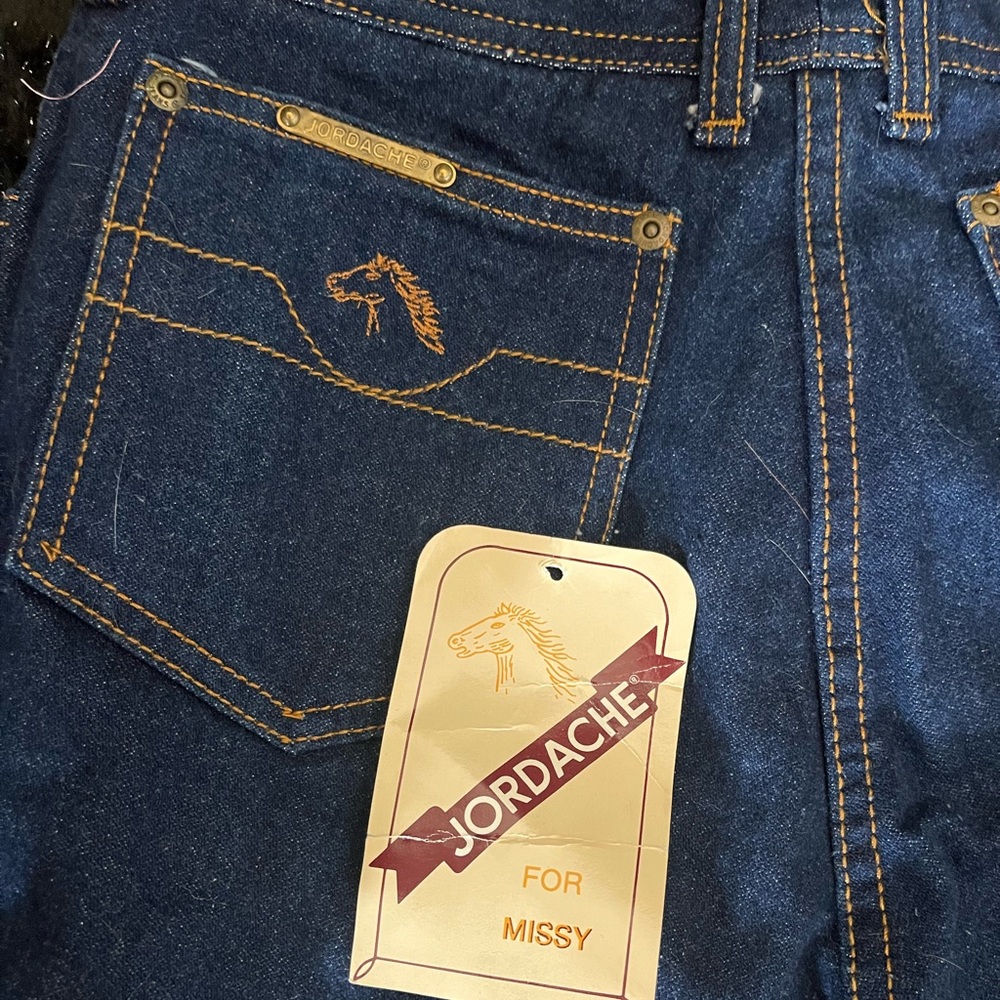 Jordache Dark Blue Denim Jeans with Gold Stitching